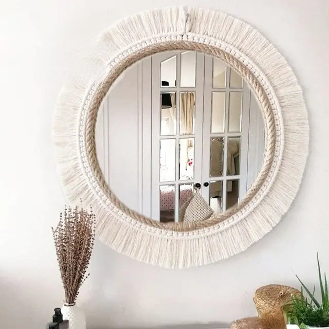 Nordic Hand-Woven Decorative Hanging Mirror