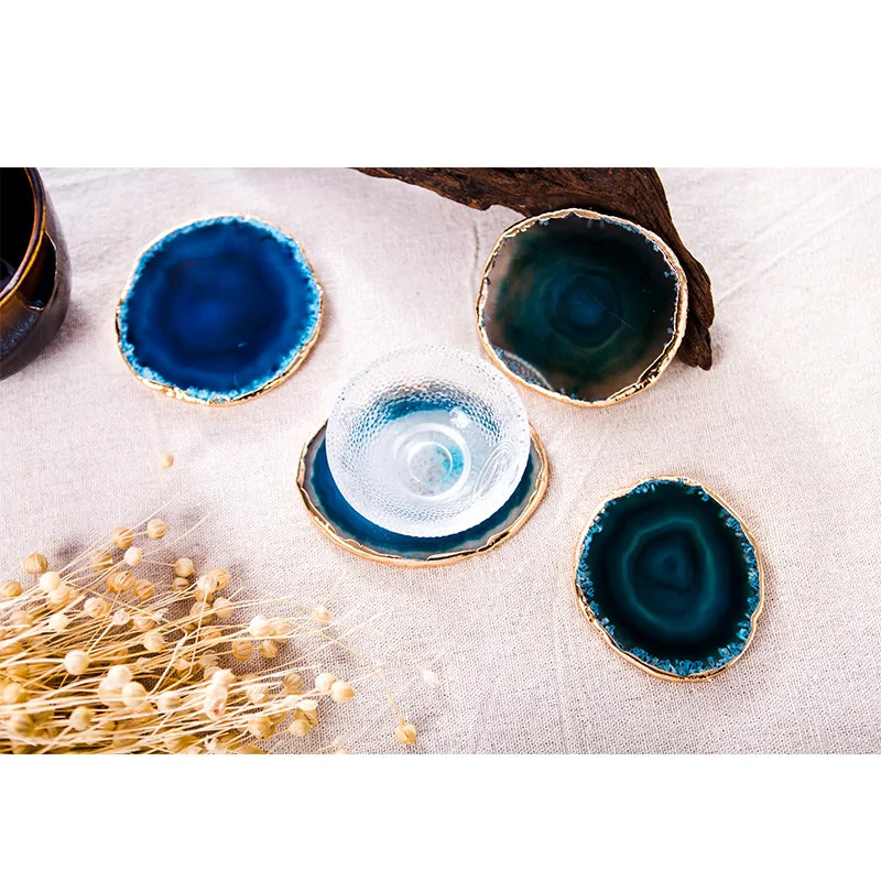 Blue Agate Slice Decorative Tray Roller Coaster