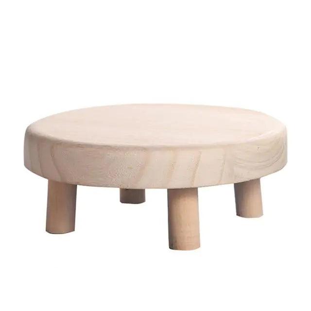 Round Polished Small Wooden Stool